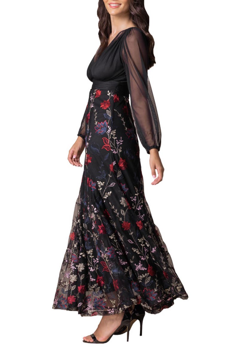 Isabella Embroidered Mesh Gown, Alternate, color, Enchanted garden