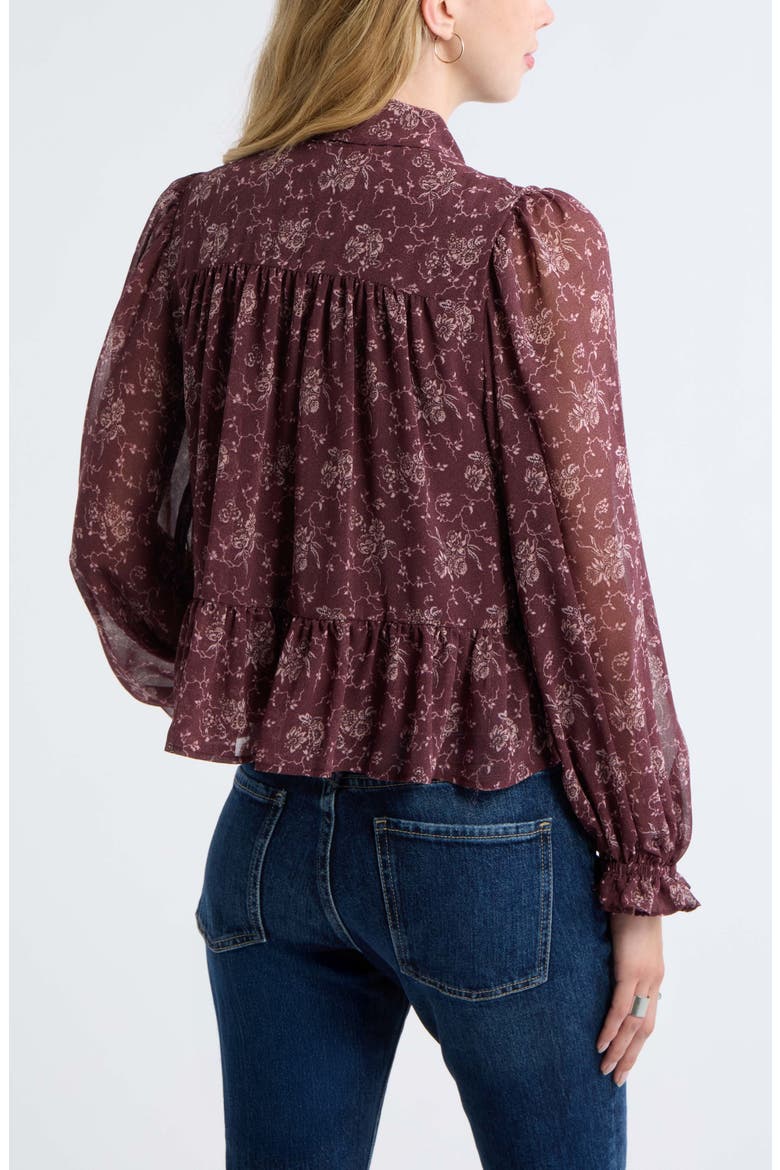 Tie Neck Chiffon Top, Alternate, color, PURPLE VINTAGE BLOSSOMS