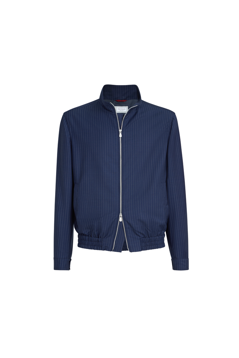Pinstripe fresco outerwear jacket, Alternate, color, Blue
