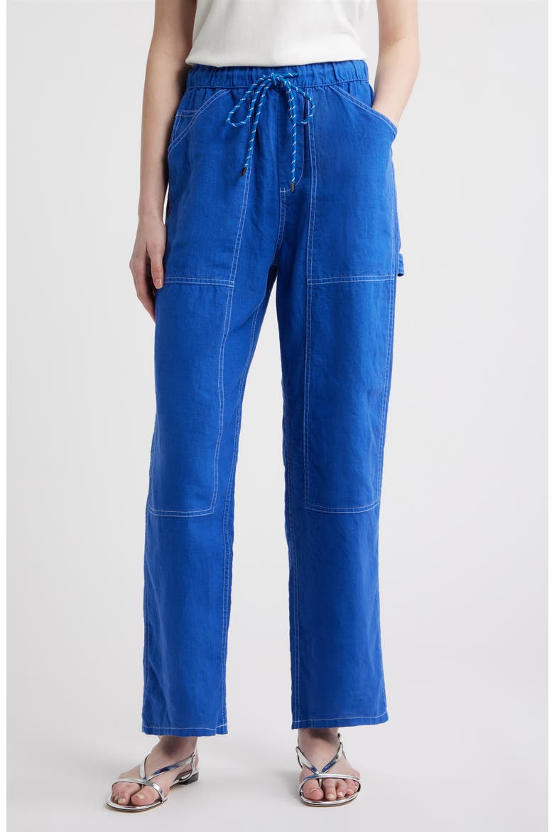 Atlas Linen Drawstring Carpenter Pants, Main, color, ROYAL