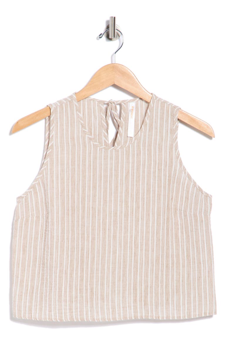 Stripe Sleeveless Cotton Top, Alternate, color, NATURAL