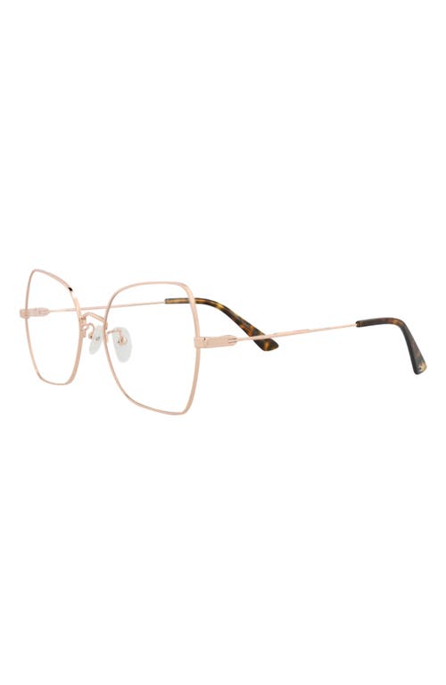 Alexander Mcqueen Mcqueen 55mm Square Optical Glasses In Rose Gold Transparent