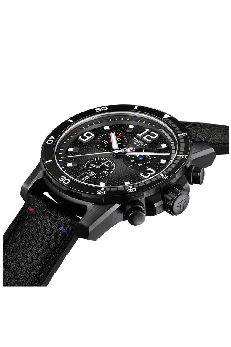 Supersport NBA Special Edition Chronograph Leather Strap Watch, 45.5mm, Alternate, color, BLACK