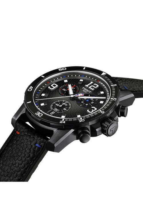 Tissot Supersport Nba Special Edition Chronograph Leather Strap Watch, 45.5mm In Black