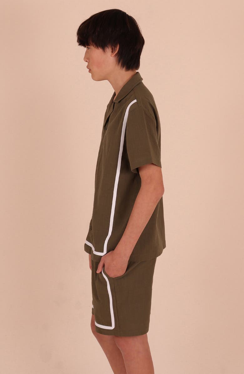 TINY TRIBE Kids' Cotton Camp Shirt, Alternate, color, Olive