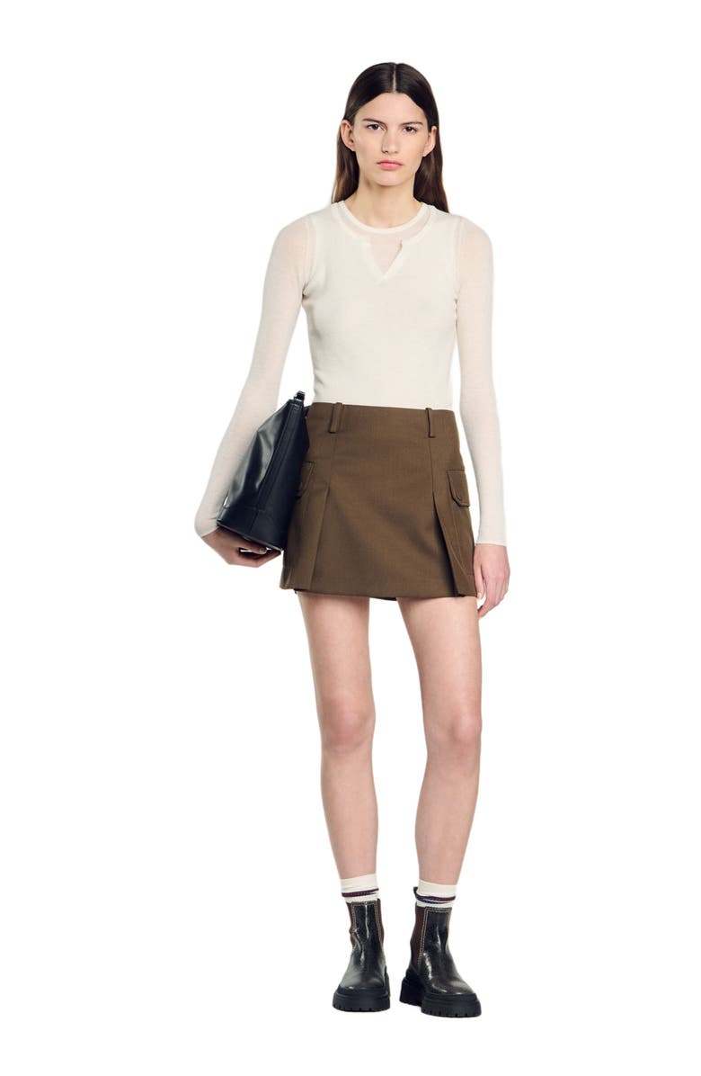 SANDRO Short skirt with pockets, Alternate, color, 