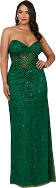 LARA New York Embellished Strapless Gown with Slit