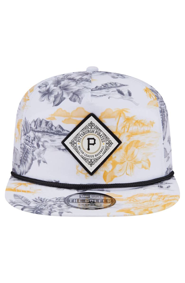 New Era Men's New Era White Pittsburgh Pirates Printed Island Golfer Snapback Hat, Alternate, color, White