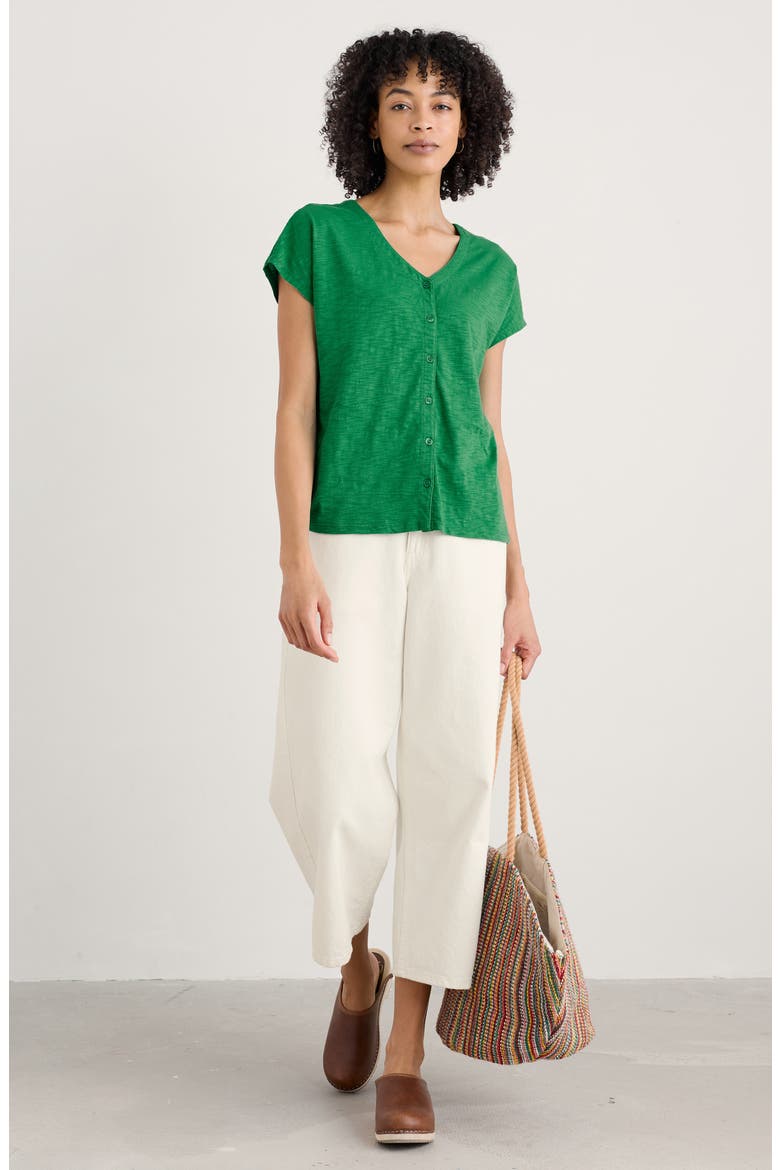 Studio Glass Organic Cotton Button-Up Top, Alternate, color, ISLAND