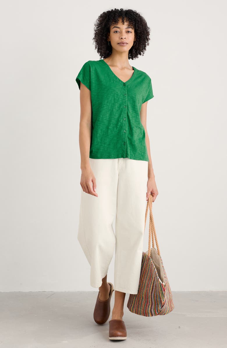 Seasalt Cornwall Studio Glass Organic Cotton Button-Up Top, Alternate, color, Island