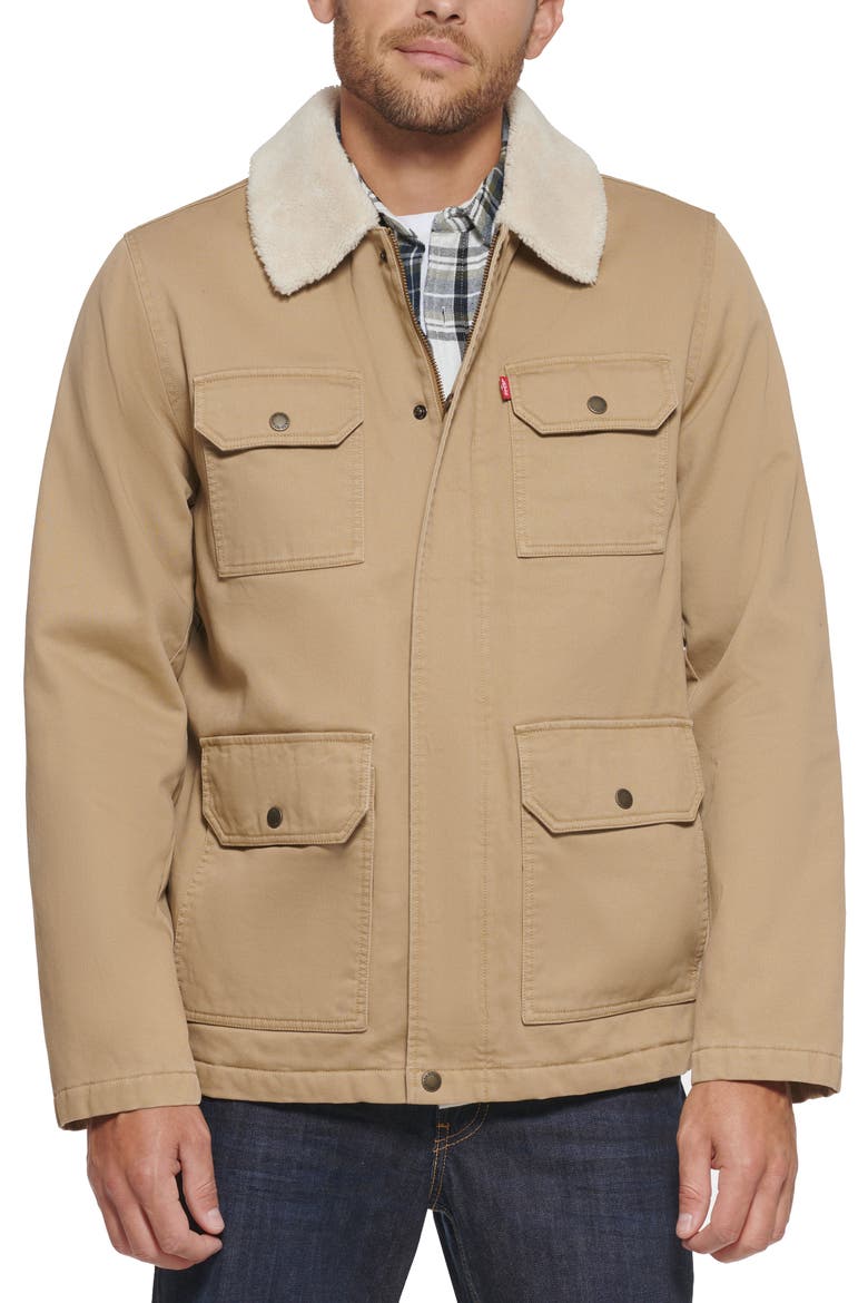 Levi's® Corduroy High Pile Fleece Collar Field Coat, Main, color, TAN