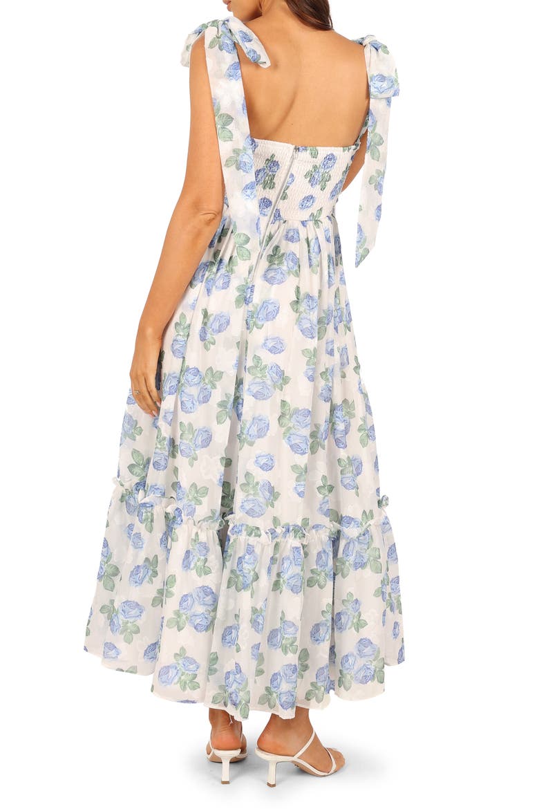 Floret Bow Strap Midi Sundress, Alternate, color, BLUE