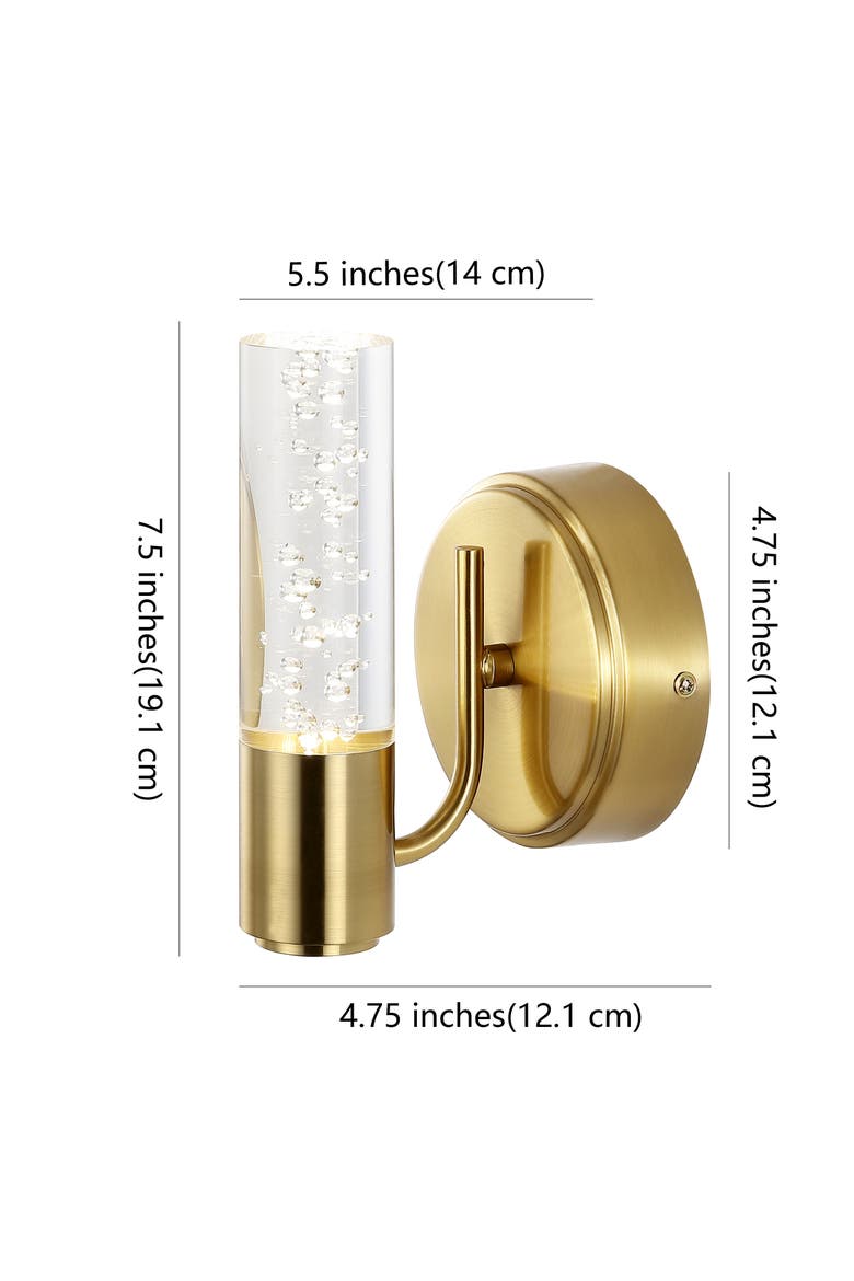 Bolha 1-Light Minimalist Modern Bubble Acrylic/Iron Integrated LED Vanity Light, Alternate, color, Brass Gold