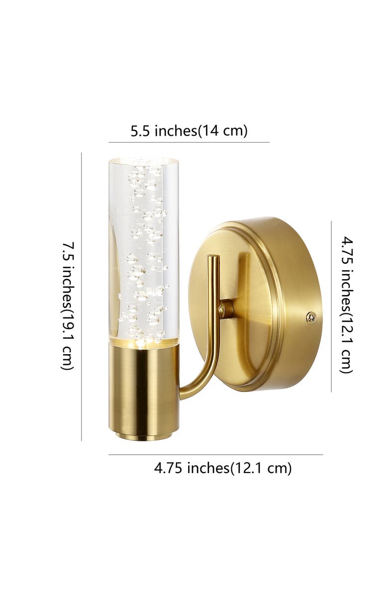 JONATHAN Y Bolha 1-Light Minimalist Modern Bubble Acrylic/Iron Integrated LED Vanity Light, Alternate, color, Brass Gold
