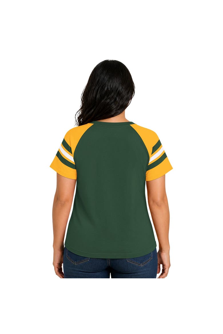 Women's Starter  Green Green Bay Packers Plus Size Game On Notch Neck Raglan T-Shirt, Alternate, color, Green