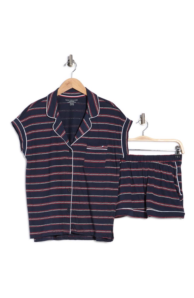 Tommy Hilfiger Piped Cotton Pajamas, Main, color, Hearts/ Rows Sky Captain