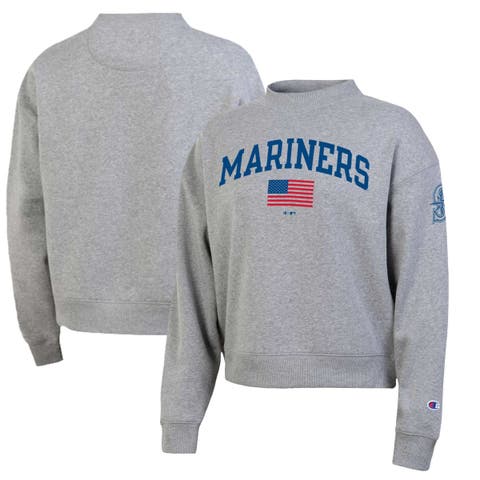Women's Champion  Heather Gray Seattle Mariners Americana Triumph Fleece Tri-Blend Sweatshirt