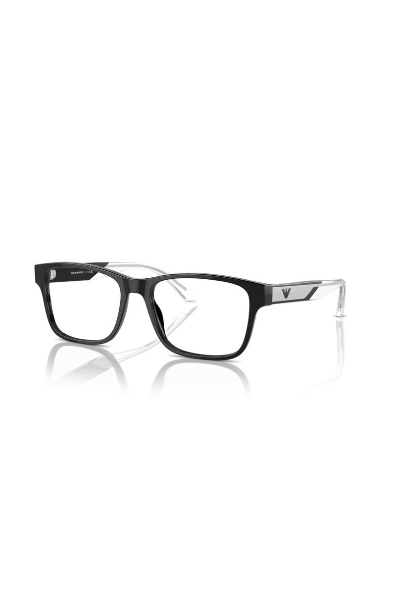 Emporio Armani 53mm Rectangle optical glasses, Main, color, Black