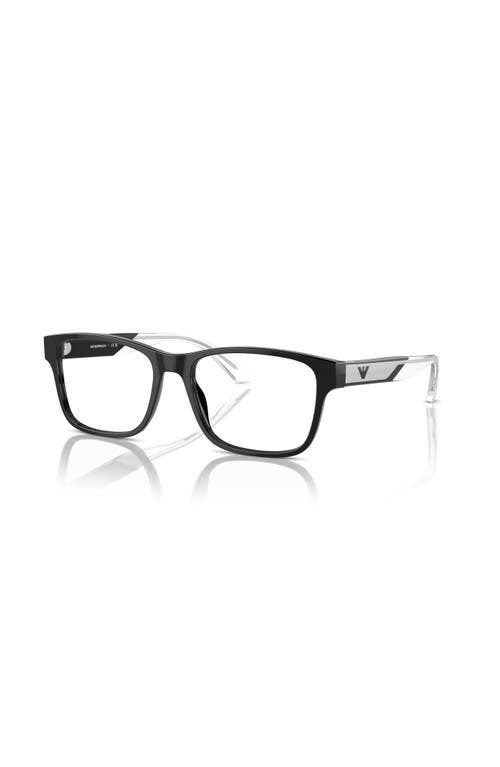 Emporio Armani 53mm Rectangle Optical Glasses In Black