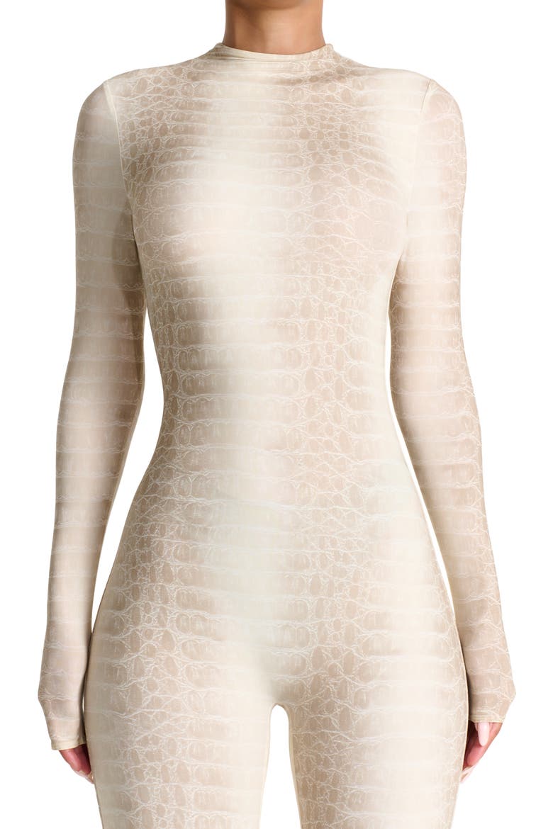 Animal Print Closed Toe Jumpsuit, Alternate, color, BONE CROC