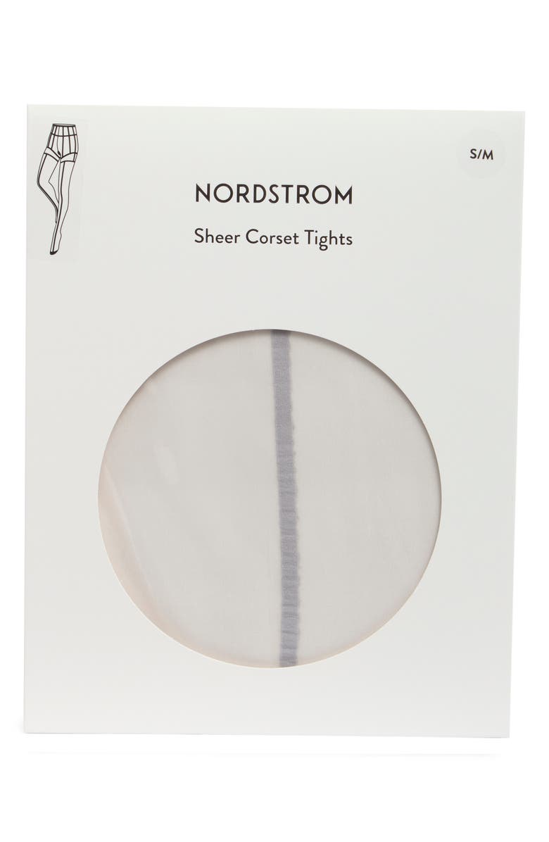 Nordstrom Sheer Corset Stripe Tights, Alternate, color, Grey Dapple