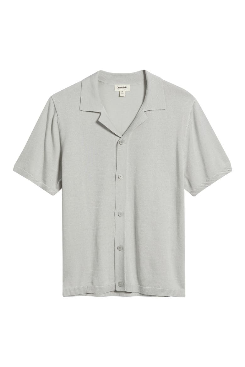 Camp Short Sleeve Button Up Sweater, Alternate, color, GREY VIOLET