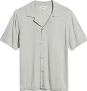 Open Edit Camp Short Sleeve Button Up Sweater