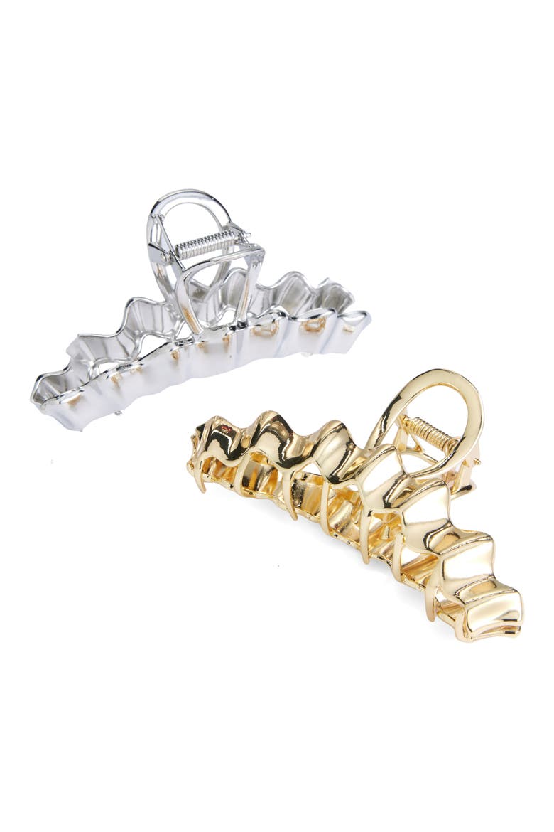Assorted 2-Pack Metallic Jaw Hair Clips, Main, color, GOLD SILVER