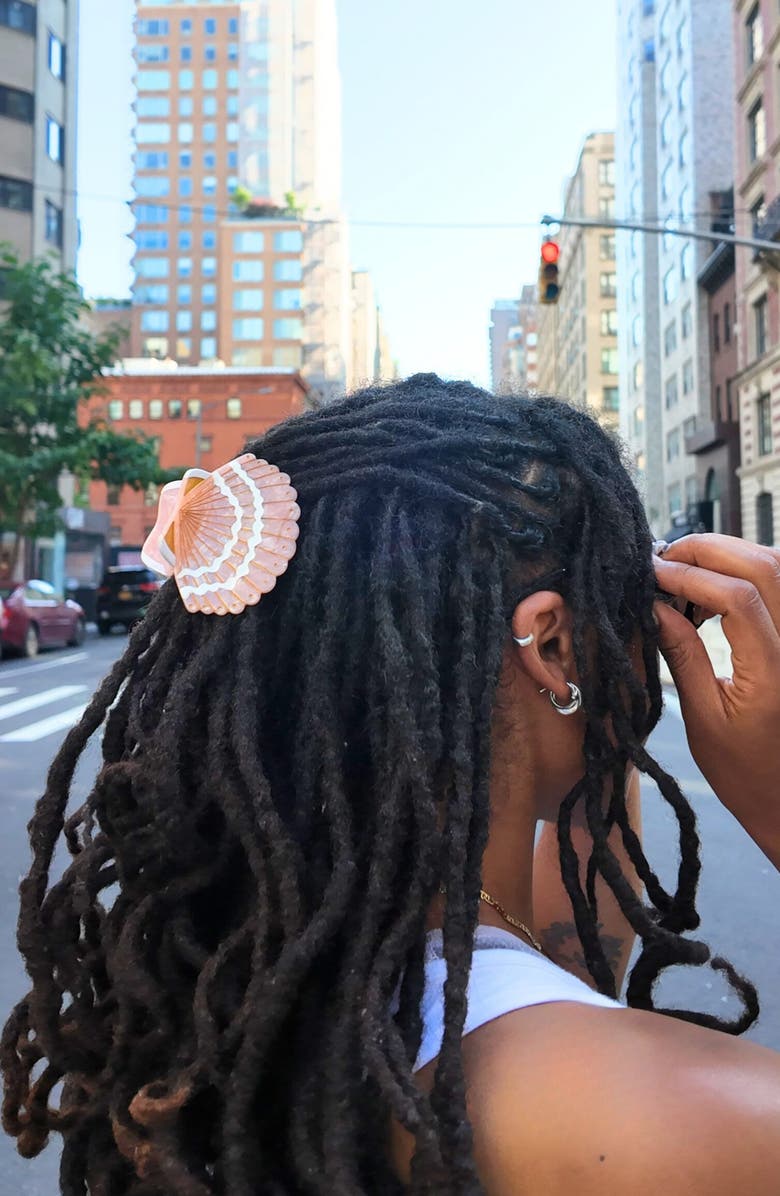 Solar Eclipse Hand-Painted Seashell Claw Hair Clip, Alternate, color, 