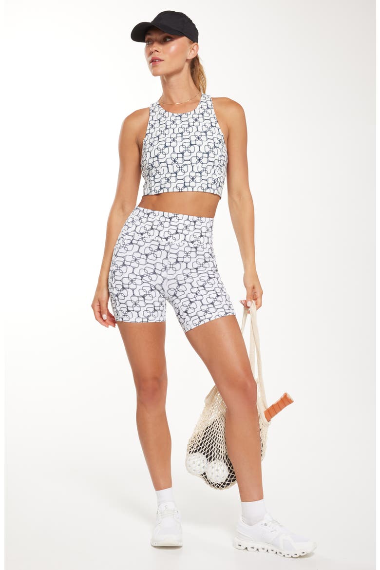 On Point Bike Shorts with Pockets, Alternate, color, WHITE- NAVY PADDLE GEO