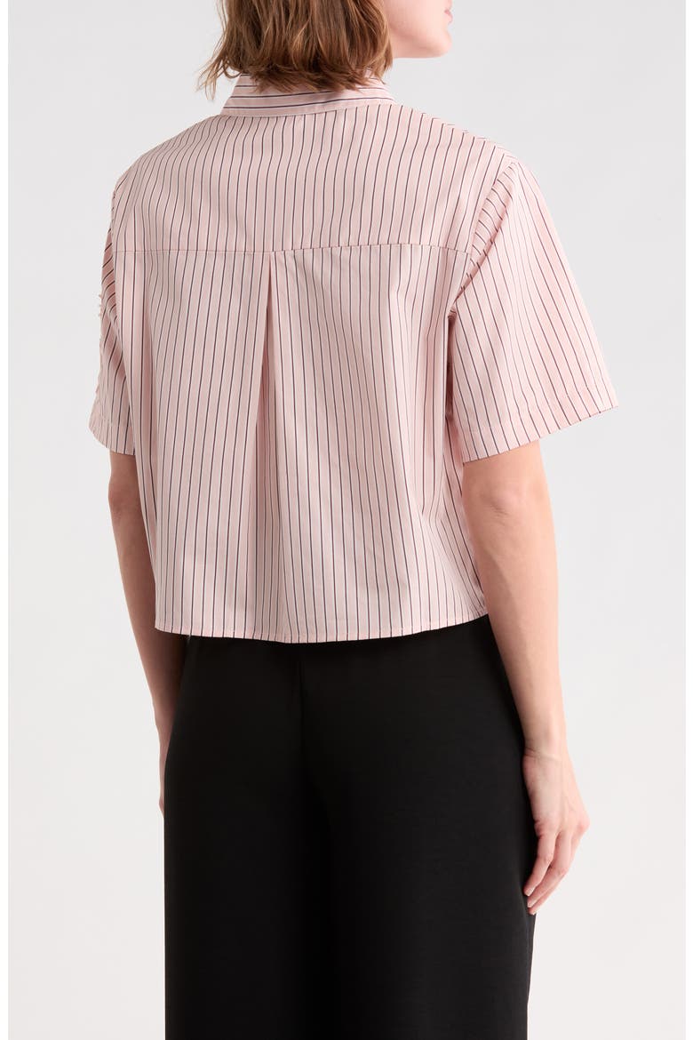 Striped Cotton Poplin Appliqué Camp Shirt, Alternate, color, MULTI ROSE STRIPE