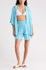 Abound Easy Printed Cover-Up Shirt & Shorts Set