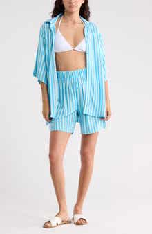 Abound Easy Printed Cover-Up Shirt & Shorts Set