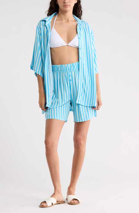 Abound Easy Printed Cover-Up Shirt & Shorts Set