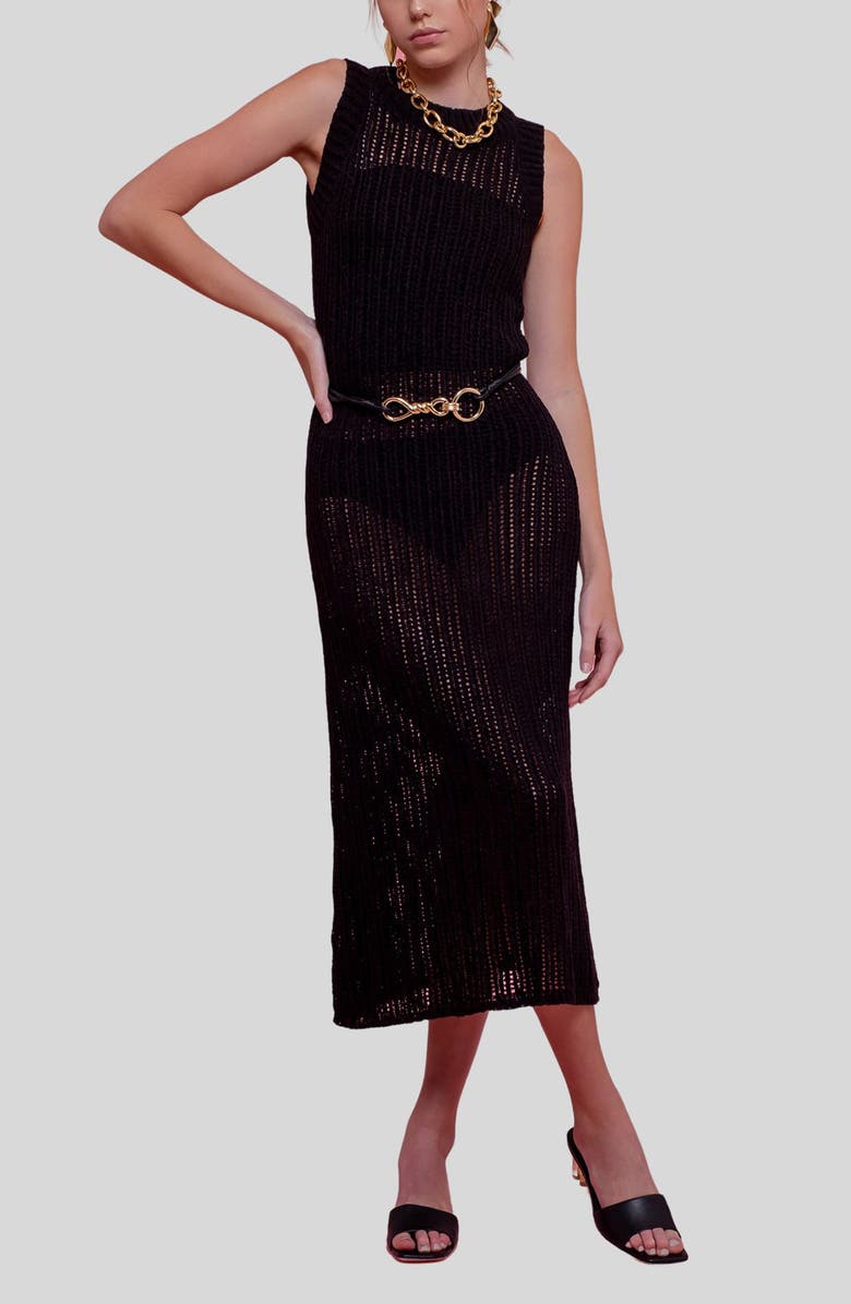 Blu Pepper Sleeveless Knit Midi Dress, Main, color, 