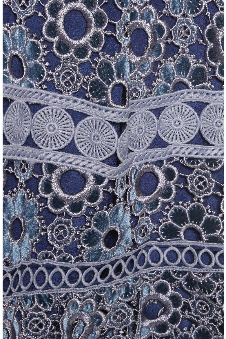 Embroidered Cutwork Midi Dress, Alternate, color, LILAC