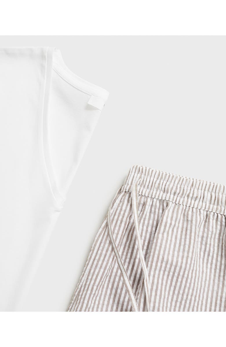 MANGO Mixed Media Cotton Short Pajamas, Alternate, color, Medium Brown