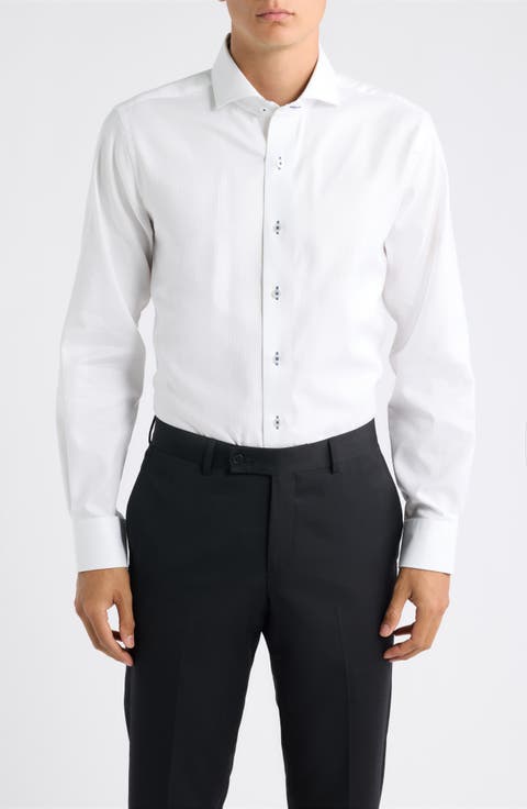 Trim Fit Solid Textured Dress Shirt