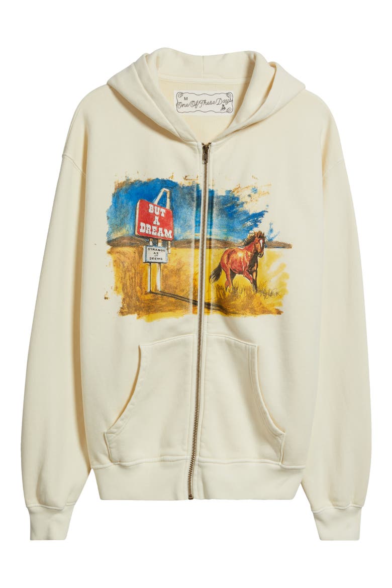 Motel Cotton Zip Hoodie, Alternate, color, BONE