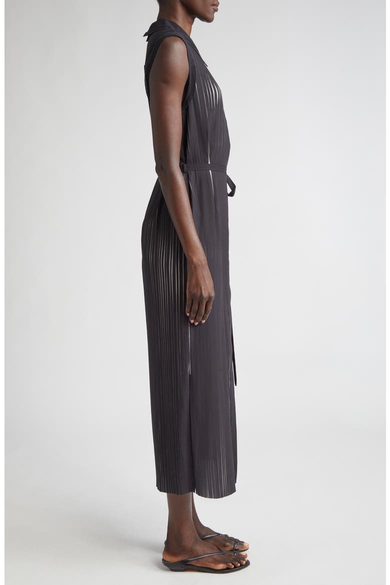 Bicolor Pleat Stripe Midi Dress, Alternate, color, CALICO/ BLACK