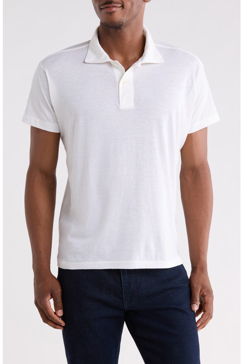 Cool Cotton & Cashmere Blend Knit Polo, Main, color, WHITE