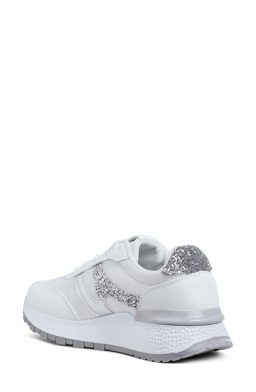 London Rag Tapers Glitter Sneaker In White Silver
