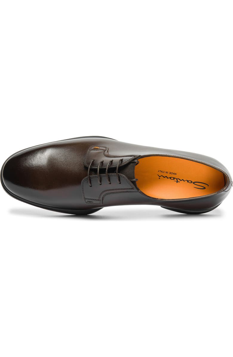 Santoni Plain Toe Leather Derby, Alternate, color, Dark Brown
