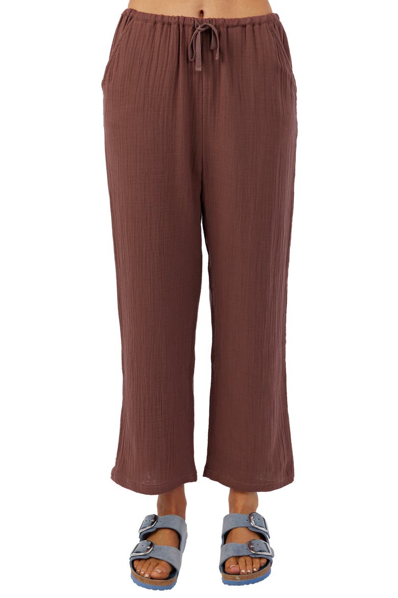 Brenda Cotton Gauze Wide Leg Pants, Main, color, MOCHA