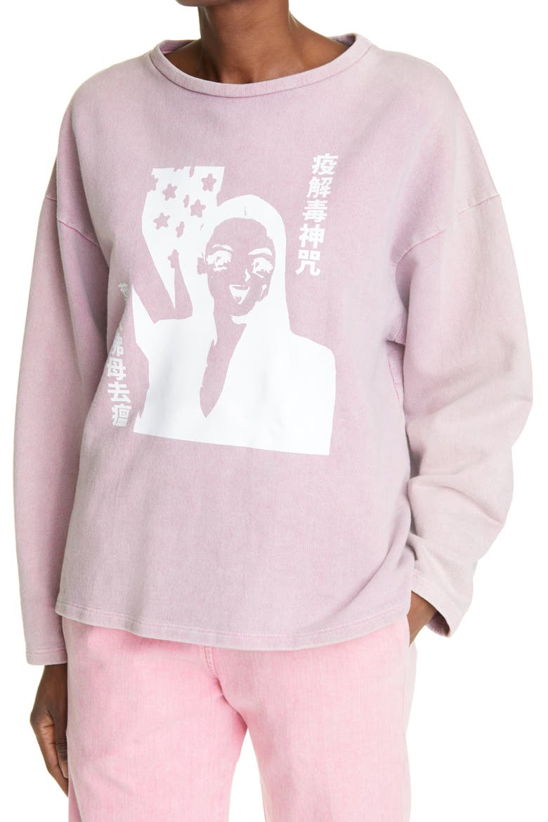 Unisex Anime Graphic Sweatshirt, Alternate, color, ACID PINK