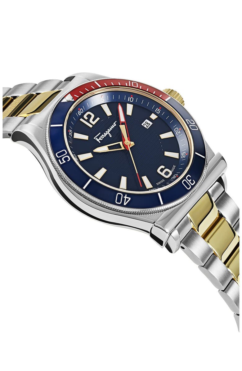 FERRAGAMO Men's Ferragamo1898 Sport Chronograph Two-Tone Bracelet Watch, 44mm, Alternate, color, 