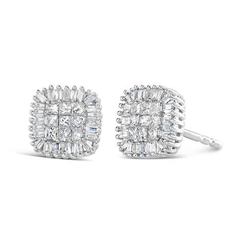 10K White Gold 1/2 Ct Diamond Composite Stud Earrings