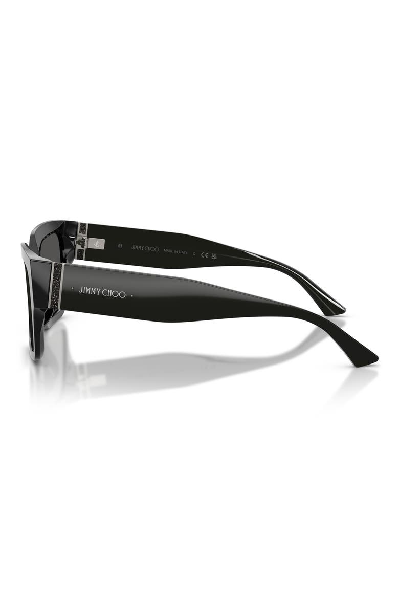 55mm Rectangular Sunglasses, Alternate, color, BLACK / DARK GREY