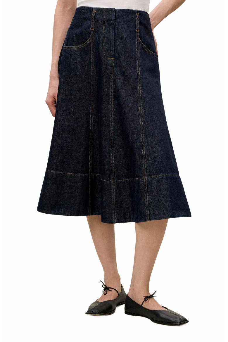 Gabrielle Denim Skirt, Alternate, color, DEEP SEA WASH
