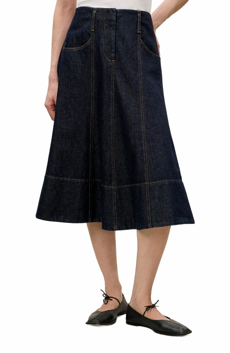 Rebecca Taylor Gabrielle Denim Skirt, Alternate, color, Deep Sea Wash